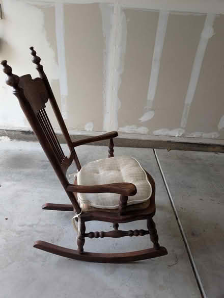 Photo of free Wood rocking chair (Curtis Park) #3
