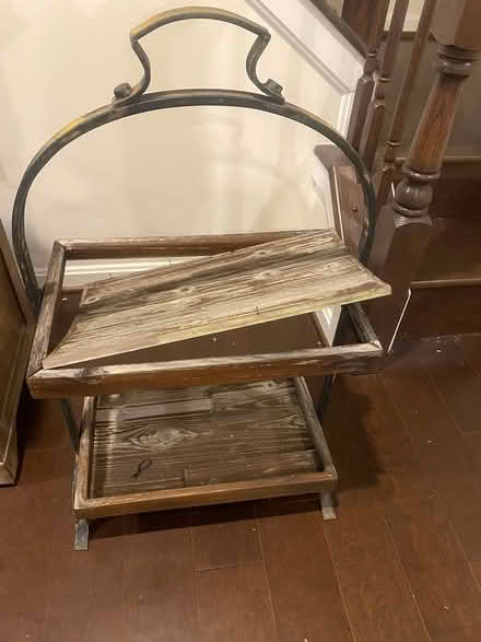Photo of free Wood and iron 2 shelf stand (NE DC) #1