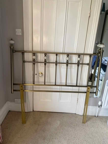 Photo of free Double bed brass headboard (Garston L19) #1