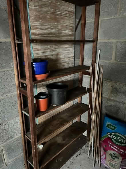 Photo of free Tall wooden shelves (Sutton D13) #1