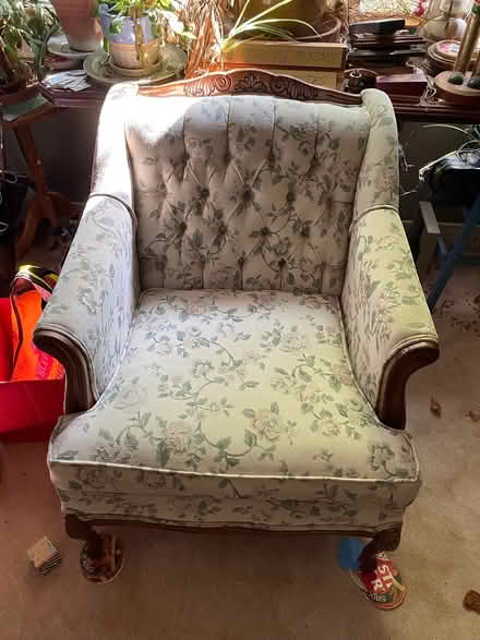 Photo of free Chair, plush, antique (Bank/hunt club) #1