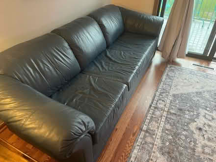 Photo of free Blue leather sofa sleeper (Vadnais administration Heights) #1
