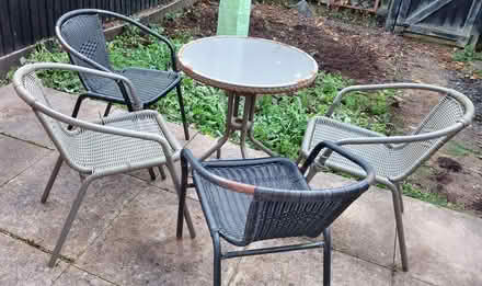 Photo of free Patio Table and Four Chairs (LE8 5AH) #1