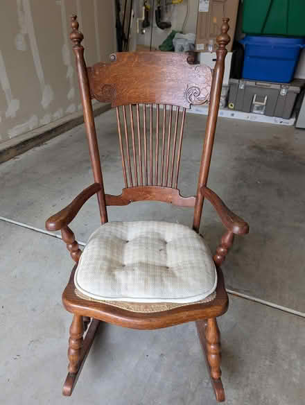 Photo of free Wood rocking chair (Curtis Park) #1