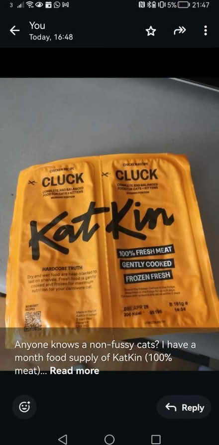 Photo of free KatKin food (100% meat for cats) (SE15) #1