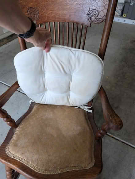 Photo of free Wood rocking chair (Curtis Park) #2