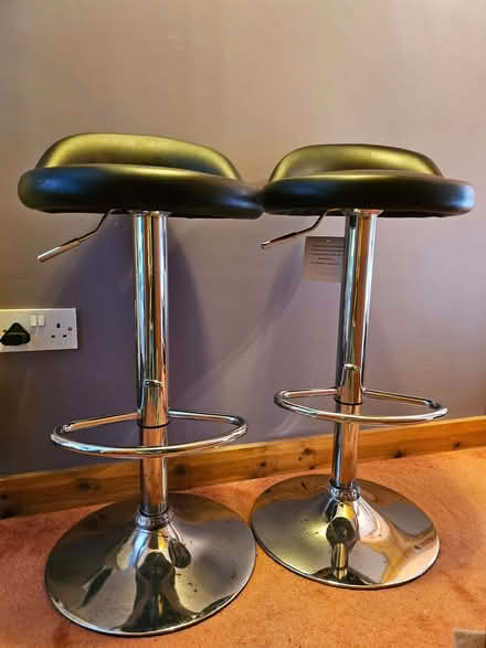 Photo of free A pair of chrome and black breakfast bar stools (Nebo LL54) #1