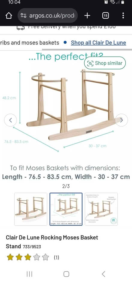 Photo of free moses basket stand (Welling DA16) #2