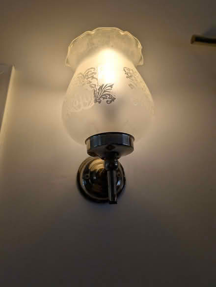 Photo of free Brass electric ceiling and wall lights with glass shades. (Hartford PE29) #3