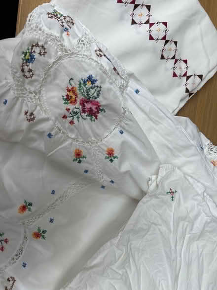 Photo of free 2 vintage tablecloths & napkins (Southport PR8) #1