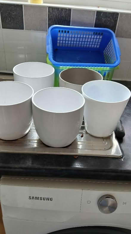 Photo of free White plant pots ,and plastic boxes (Upton CH49) #1