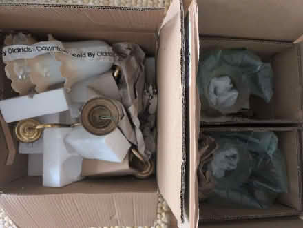 Photo of free Brass electric ceiling and wall lights with glass shades. (Hartford PE29) #4