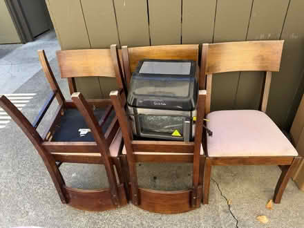 Photo of free Wood chairs w upholstered seats (Valencia Avenue, Sunnyvale) #1