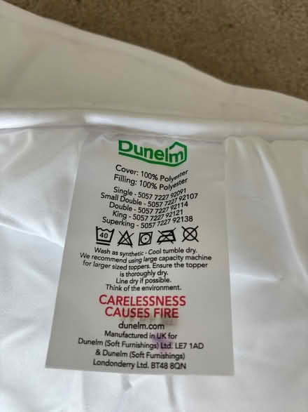 Photo of free Dunelm mattress topper kingsize (De735aj) #1