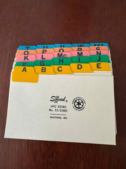 Photo of free Alphabet 3x5 card dividers (Swarthmore) #1