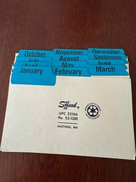 Photo of free Calendar 3x5 card dividers (Swarthmore) #1