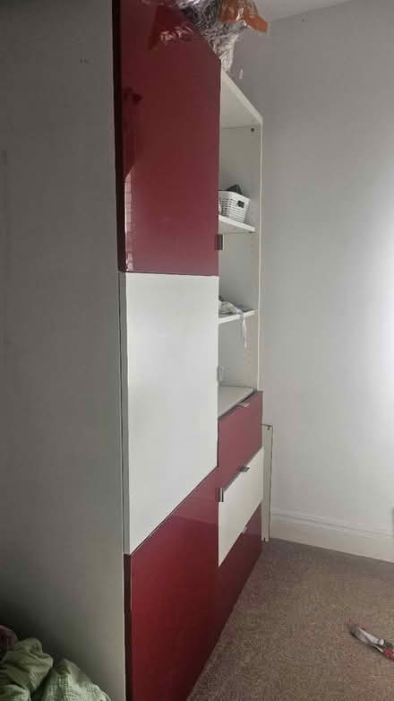 Photo of free Very tall Red Shelves and draws (W10 North Kensington) #2