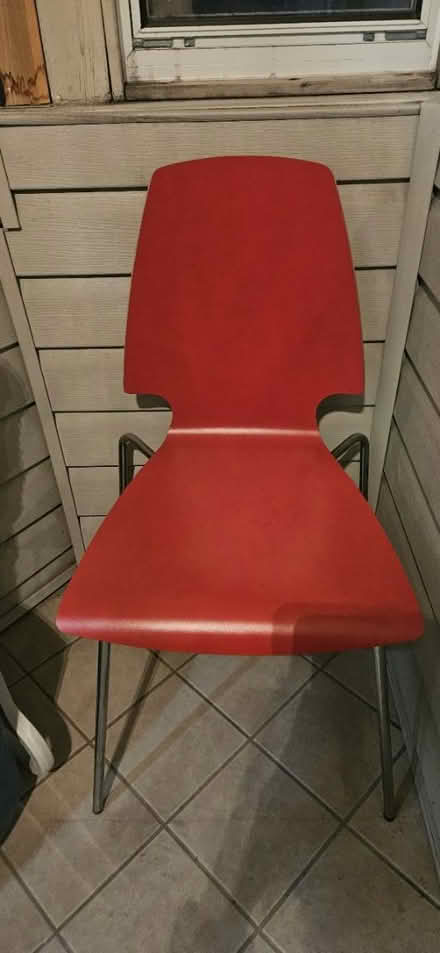 Photo of free 2x IKEA red chairs with metal legs (Northern Columbia Heights) #2
