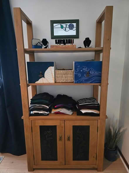 Photo of free Storage shelf unit and stool (ML10 6NW) #2