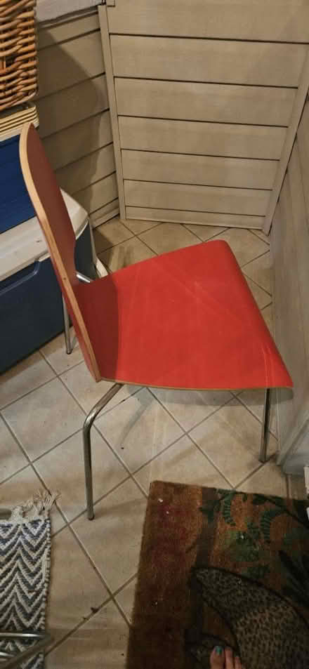 Photo of free 2x IKEA red chairs with metal legs (Northern Columbia Heights) #1