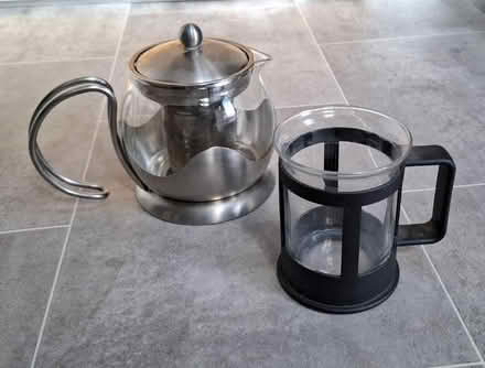 Photo of free Glass tea leaf teapot and cup (Boughton Monchelsea ME17) #1