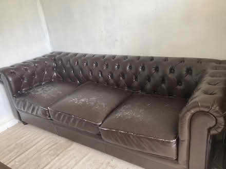 Photo of free Brown Chesterfield faux leather sofa (Heworth YO31) #3
