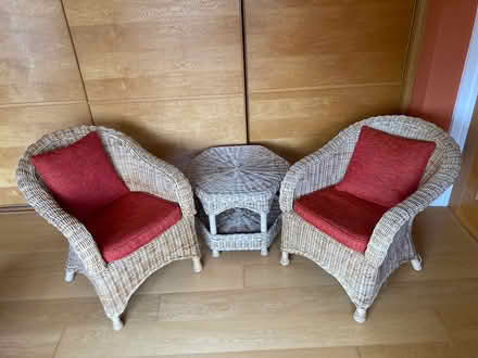 Photo of free Two rattan chairs with small table (Stock CM4) #1