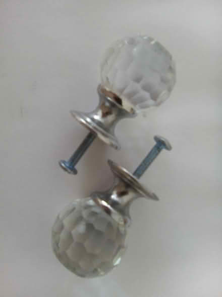 Photo of free 2 faceted glass cupboard door knobs (BR4 - West Wickham south side) #1