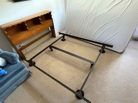 Photo of free Queen metal bed frame (Belmont / Carlmont) #2