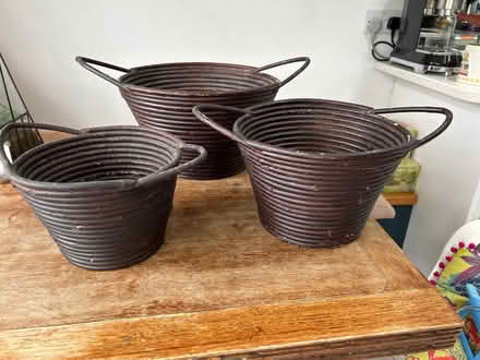 Photo of free Set of three decorative baskets (Royston, by the station (SG8)) #1