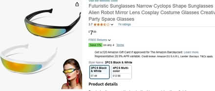 Photo of free Novelty futuristic party sunglasses (Royston SG8) #4