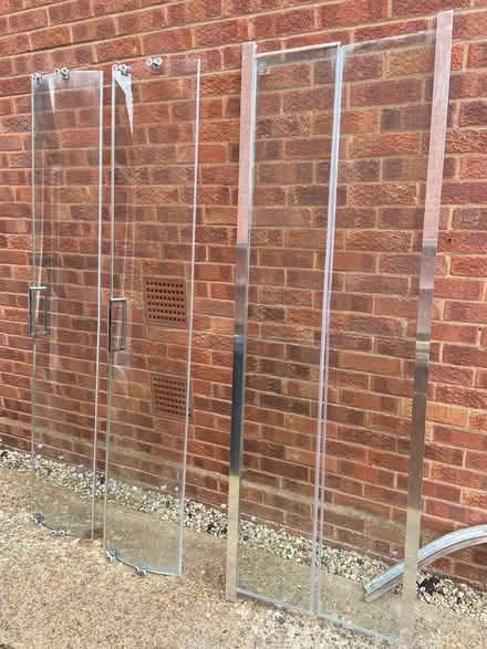 Photo of free 8mm toughened glass from shower cubicle (4 pieces) (Malvern Wells WR14) #1