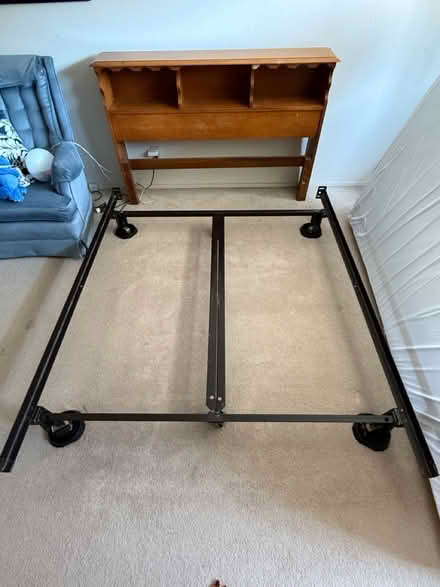 Photo of free Queen metal bed frame (Belmont / Carlmont) #1