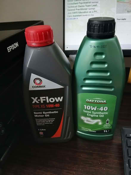 Photo of free 2 x 1 Litre Bottles Of 10W-40 Engine Oil (Pebsham TN40) #1