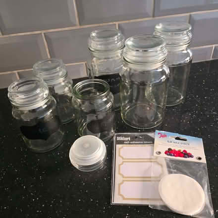 Photo of free Several storage jars pkt new labels .wax discs (Clive Vale TN35) #1
