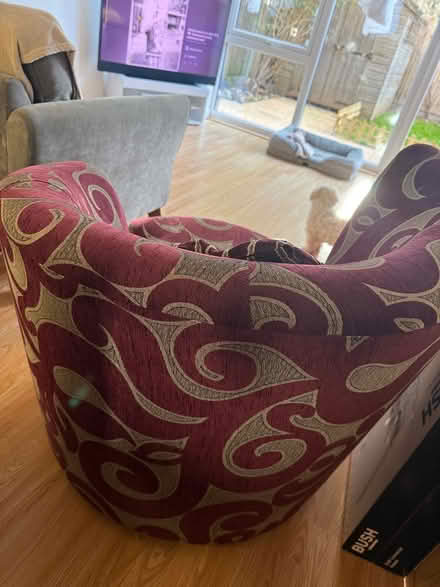 Photo of free purple & grey DFS swivel chair (Carshalton) #3