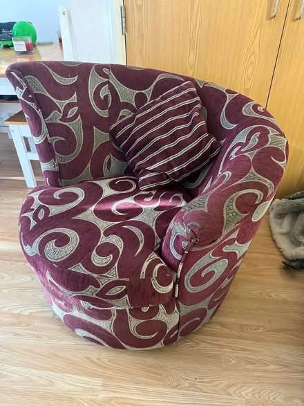 Photo of free purple & grey DFS swivel chair (Carshalton) #1