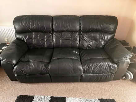 Photo of free 3 seater leather recliner sofa (M25 Prestwich) #1