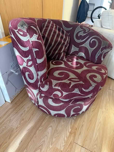 Photo of free purple & grey DFS swivel chair (Carshalton) #2