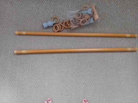 Photo of free 2 pine wood window curtain poles (Canterbury) #1