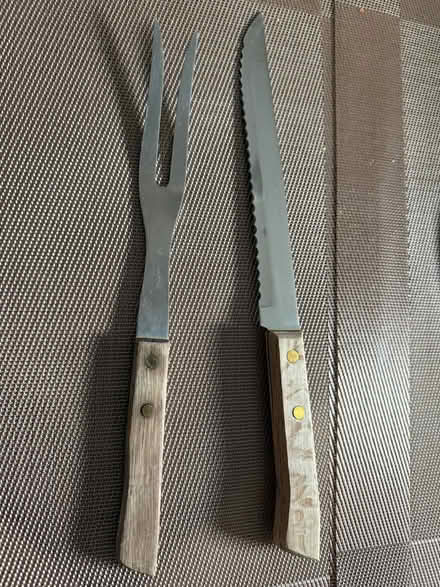 Photo of free Cooking/carving pair of utensils with wooden handles. (Portobello EH15) #1