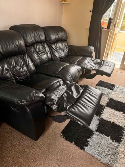 Photo of free 3 seater leather recliner sofa (M25 Prestwich) #2