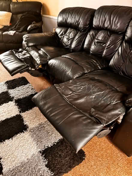 Photo of free 3 seater leather recliner sofa (M25 Prestwich) #3