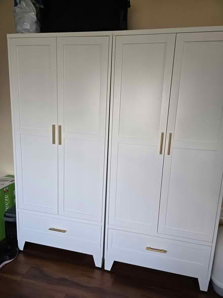 Photo of free 2 White Metal Wardrobe Cabinets (Near Eskenazi Hospital and VA) #1
