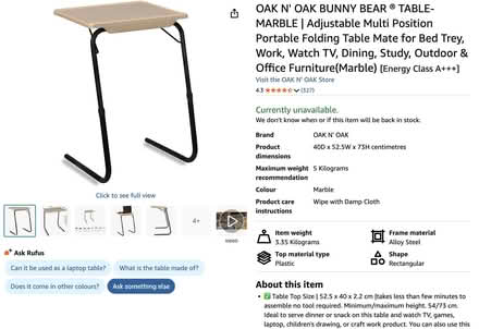 Photo of free Foldable side table (Balsall Common CV7) #1