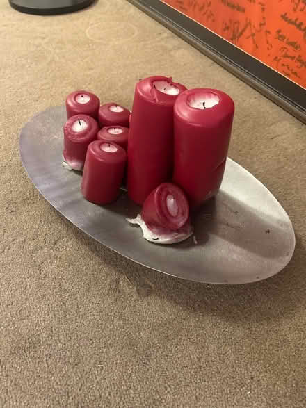 Photo of free Red Candles @ Metal Tray 20” (South Oxfordshire OX9) #1