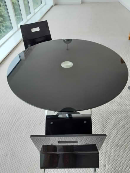Photo of free Black glass table & 2 chairs (Sandylands morecambe LA3) #2