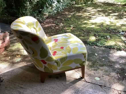 Photo of free Occasional chair. Cotton cover with yellow and green leaves. (Ludford SY8) #2
