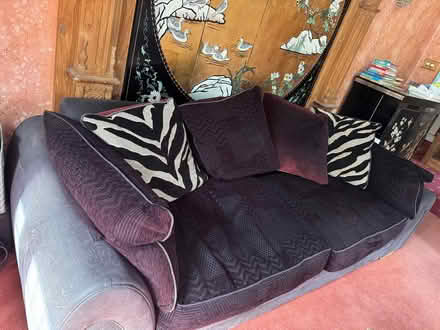 Photo of free 3 four seater settees & footstool (SM7 3AT) #4