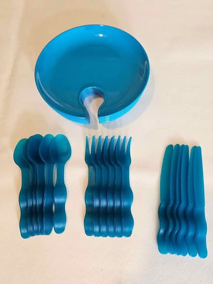 Photo of free Blue plastic picnic/barbecue ware. (Kendal LA9) #1
